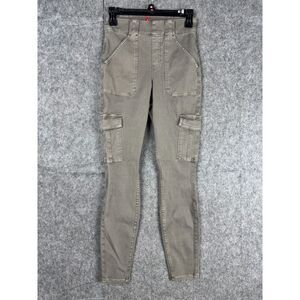 Spanx Cargo Jogger Pants Women's Small (24 x 28) Gray Twill Stretch Mid-Rise